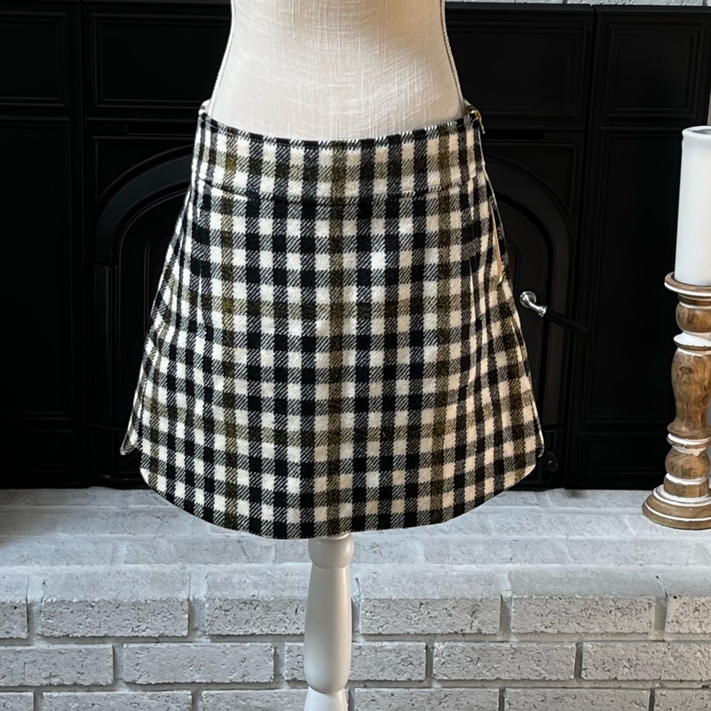 J. Crew Black and White Plaid Skirt